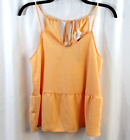 NWT Olive and Oak Womens Peach Strappy Peplum Blouse S