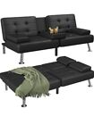 Convertible Folding Futon Sofa Bed Sleeper Couch for Living Room Faux Leather