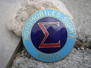 vintage french AUTOMOBILES SIGMA PARIS car manufacturer - enamel Emblem Badge