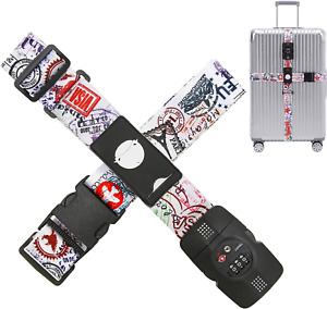 Cross Luggage Straps TSA Approved, Adjustable Travel Suitcase Belts Fit 18-32 In