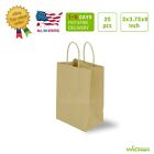 25 PCS 3x3.75x8 inch Kraft Paper Bags with Twisted Handle Gift Shipping Bags