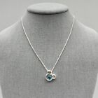 Disney Mickey Mouse Necklace Blue Swarovski Crystal Pendant Silver Tone 18 Inch