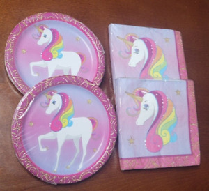 Unicorn Paper Plates And Napkins For The Cake 40 Plates & 40 Napkins