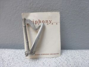 Harp Shaped Lapel Scatter Pin - Silver Toned Vintage - Lyon & Healy - FUTURE