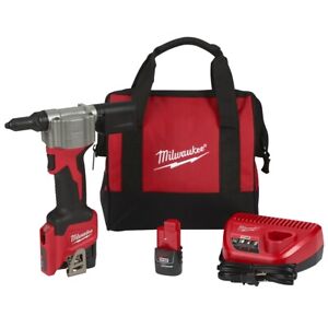 Milwaukee 2550-22 M12 Riveter CORDLESS Pop Rivet Tool With 2 Battery and Charger