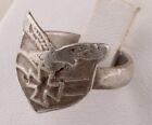 WW2 German AIR Force WWII Pilots LUFTWAFFE Ring 835 Silver IRON Cross SHIELD Art