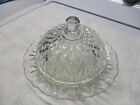 Vintage Anchor Hocking Clear Glass Round Covered Butter Cheese Dish with Lid