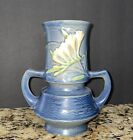 Roseville Art Pottery 1945 Blue Freesia 2 Handle Vase 118-6 VG condition