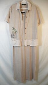 FENINI e Women's long DRESS/Jacket Size S/M cotton beige USA!