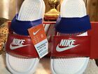 Womens Nike Benassi Duo Ultra Slide Sandals Red White Blue USA 819717-110 Size 8
