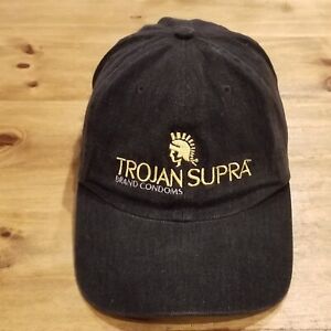 Trojan Condoms Hat Cap Strap Back Supra One Size Black Adjustable