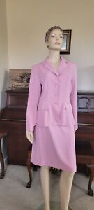 Womens 90's 2-piece K.C. Spencer Pink Skirt Suit, Button Up Blazer, Size 10