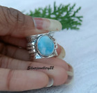 Larimar Ring, Larimar Band Ring, 925 Silver Ring, Gemstone Ring, Boho Ring, Hand
