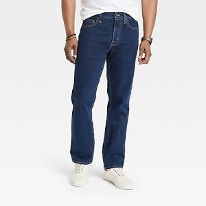 Men's Straight Fit Jeans - Goodfellow & Co Dark Blue 36x30