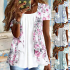Women Boho Floral Casual Loose Tops Ladies Short Sleeve Blouse Tunic T-Shirt Tee