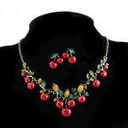 New Fashion Fashion Red Cherry Enamel Pendant Chain Women Necklace Earring Set
