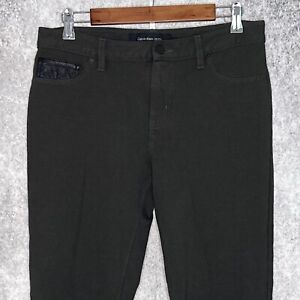Calvin Klein womens tapered knit pants size 12 stretch solid dark green comfort