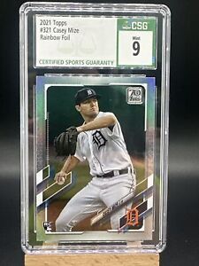 New Listing2021 Topps #321 Casey Mize Rainbow Foil CSG 9 Rookie Card RC Detroit Tigers