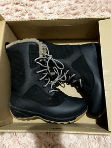the north face snow boots women size 8 black worn once in the snow includes box