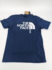 The North Face T-Shirt Men's Small Blue Crew Neck Short Sleeve White Letter Logo