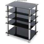 5-Tier AV Component Media Stand Stereo Cabinet Audio-Video Tower，Tempered Glass