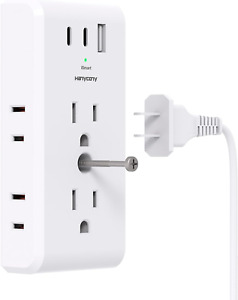 Multi Plug Outlet Extender, 6 Electrical Outlet Splitter with 3 USB Ports(2 USB