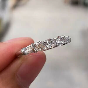 Elegant 925 Silver Filled Ring Cubic Zircon Women Wedding Jewelry Ring Sz 6-10