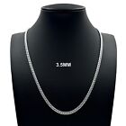 3.5MM Real 925 SOLID Sterling Silver MIAMI CUBAN LINK CHAIN Necklace ITALY