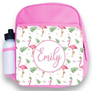 Personalised Kids Backpack Any Name Flamingo Girl Childrens Back To School Bag