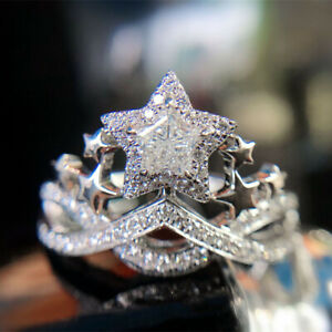 Elegant 925 Silver Filled Ring Cubic Zircon Women Wedding Jewelry Gift Sz 6-10
