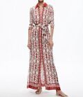 -Alice + Olivia Chassidy Maxi Shirt Dress Red Floral Print Fatal Attract. Size M