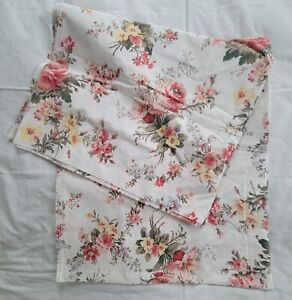 Vtg Ralph Lauren Petticoat Floral FULL FLAT Sheet Floral Crisp Cotton EUC