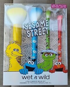 Sesame Street Makeup Brush Set Wet N Wild 4 Piece Limited Edition New Sealed