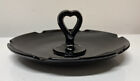 LE SMITH/GREENSBURG Black Amethyst Glass Candy Dish Heart Handle Depression 30s