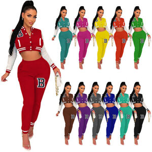 Stylish New Women Buttons Long Sleeves Patchwork Casual Long Pants Set Outfits