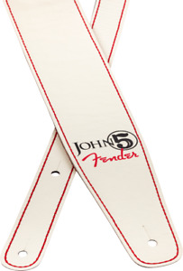 Genuine Fender John 5 Leather Guitar Strap, White and Red