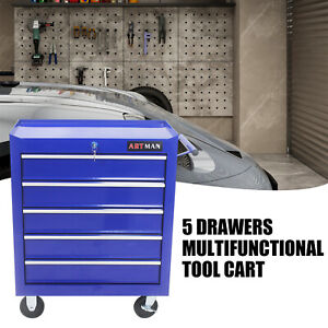 5 Drawer Tool Box Cart Rolling Tool Chest Tool Storage Cabinet with Wheels