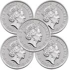 Lot of 5 - 2022 United Kingdom 2 Pound Silver Britannia .999 1 oz BU - IN STOCK