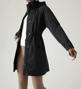 ATHLETA Windout Sutro Jacket Long Trench Coat Black  Women Size S New Tags $189