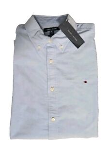 Tommy Hilfiger Men's Custom Fit Blue Long-Sleeve Button-Down Shirt Blue XL