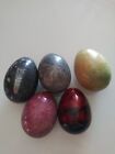 Lot of 5 Stone vintage Marble Alabaster Fossil Eggs for Easter!