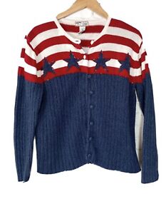 Vintage Heirloom Collectibles Flag Sweater Stars & Strips Patriotic Sequins M