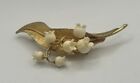 RARE MARCEL BOUCHER BROOCH/PIN LILY OF THE VALLEY RAISED GOLD TONE RETRO MARCEL