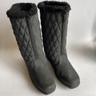 Totes Women's Size 8W Winter Snow Boots Zip Faux Fur Lined Black Quiltie