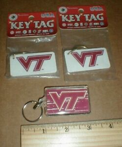 3 Virginia Tech VT Keyring Keychain Lot Blacksburg Virginia Old USA Keyring