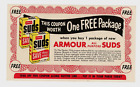 1950s Armour All Purpose Suds Store Vtg Coupon Grocery Buy 1 Get Free Expired