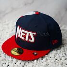 New Era Brooklyn Nets Men's Hat NBA City Edition Fitted Cap Navy/Red #646