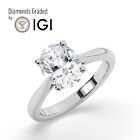 Oval Solitaire 14K White Gold Engagement Ring, 2.00 ct,Lab-grown IGI Certified