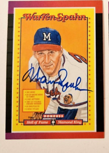 Warren Spahn signed autographed 1988 Leaf #588 MLB HOF Braves - You Choose