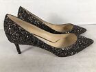 Jimmy Choo Womens Romy Black Silver Sequin Italy Pointed Toe Pump Heels Size 40